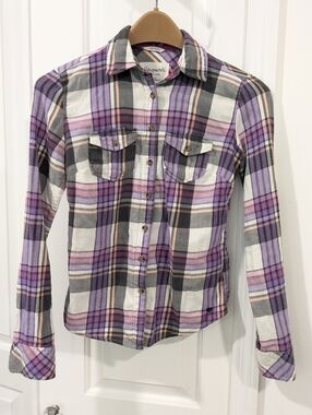 Aeropostale Purple Plaid Shirt with Pink and Black Accents